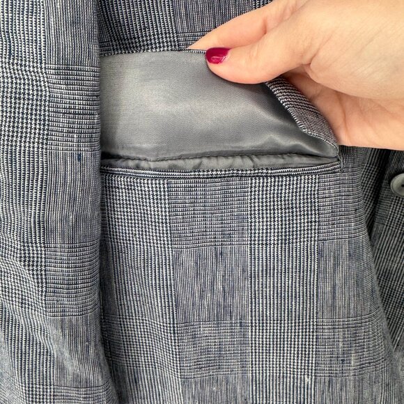 Lauren Ralph Lauren Linen Glen Plaid Blazer 44R Classic Navy Check - Picture 10 of 15